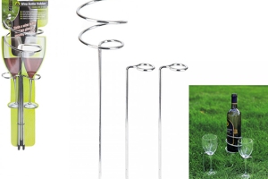 Wine Bottle And Two Wine Glass Holders spiral design Durable stainless steel material